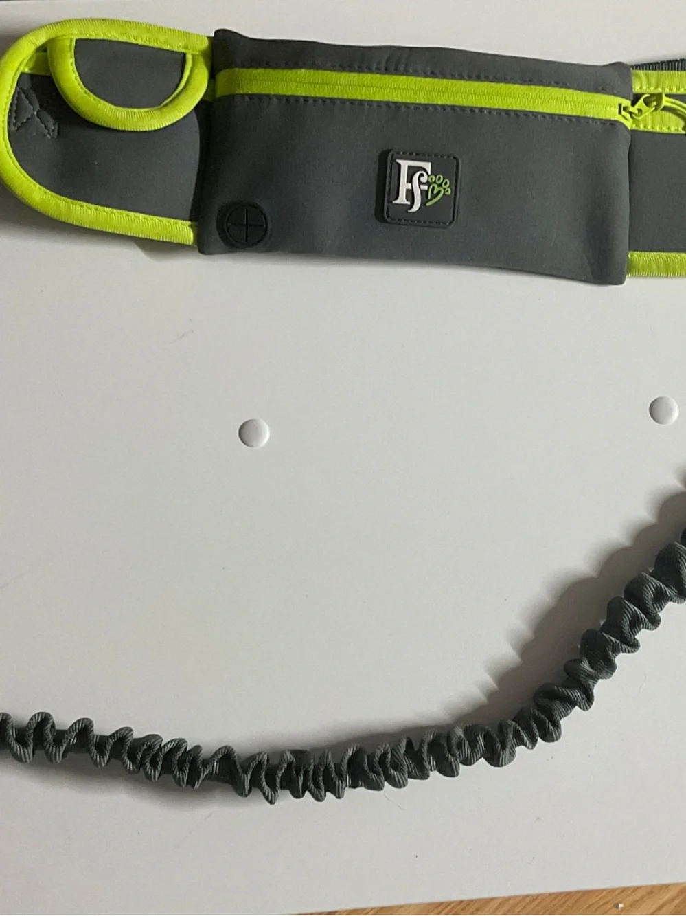 Hands-Free Lime Trimmed Gray Waist Leash with Clip
